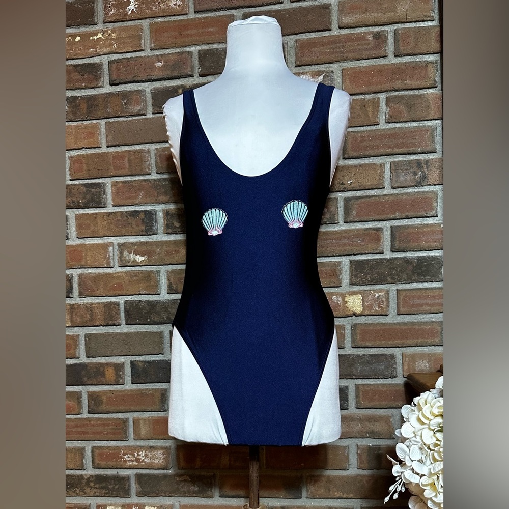 Private Party Blue M/L Sea Shell One Piece Swimsuit